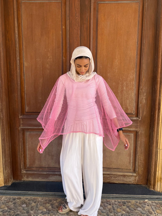 Net poncho in Pink