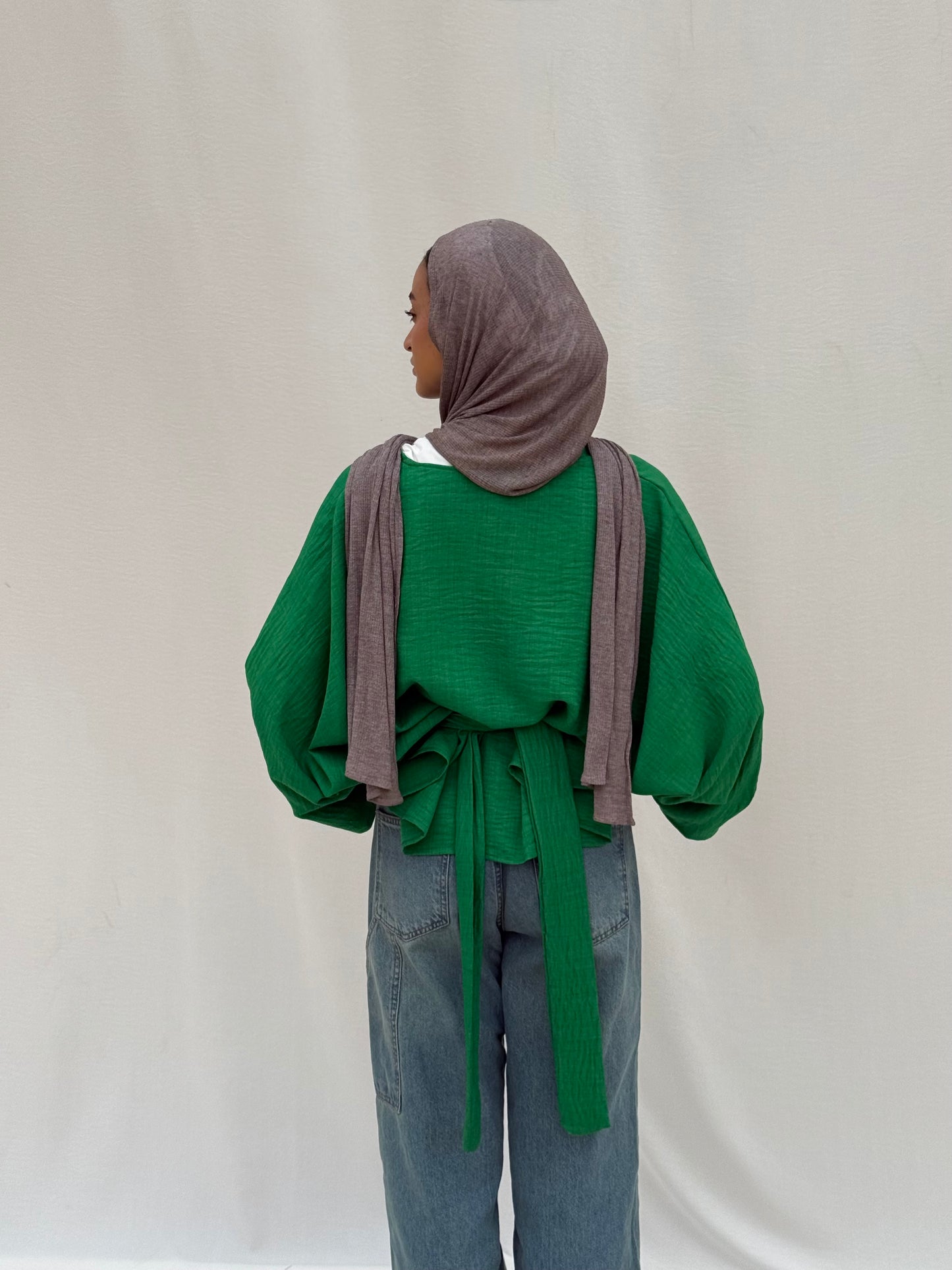 Pleated Linen shirt in Green