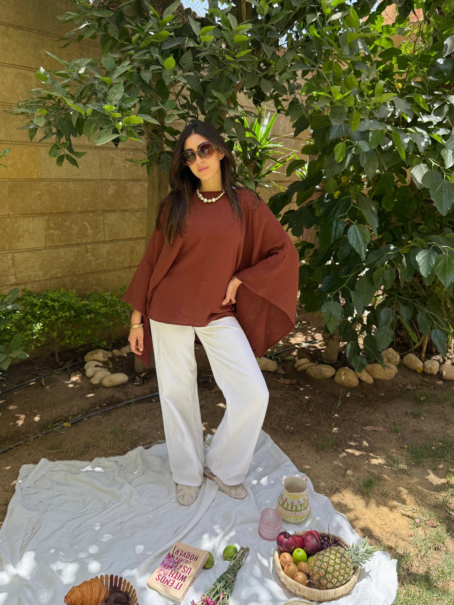 Crinkled top in Brown