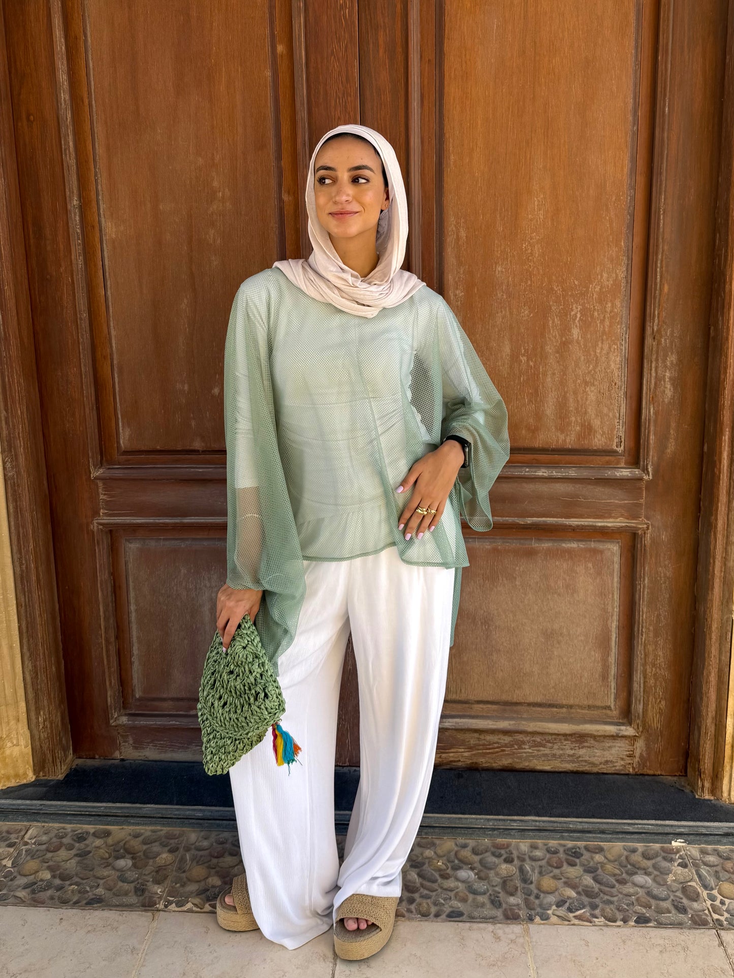 Net poncho in Mint Green