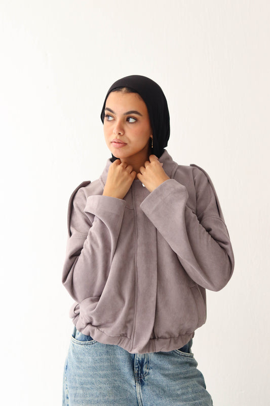 Suede relaxed jacket in Grey