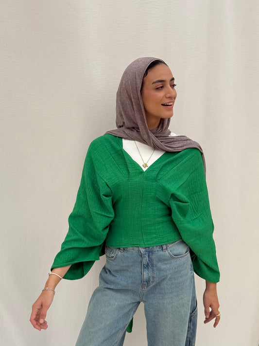 Pleated Linen shirt in Green