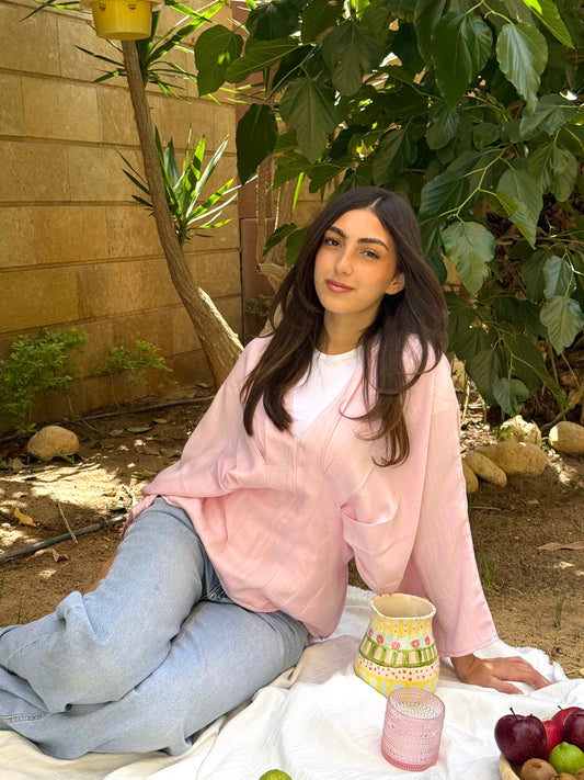 Pleated Linen shirt in Pink