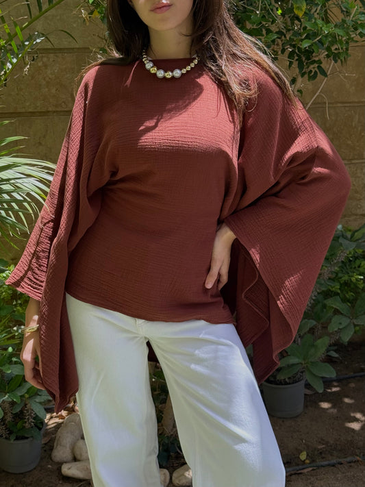 Crinkled top in Brown