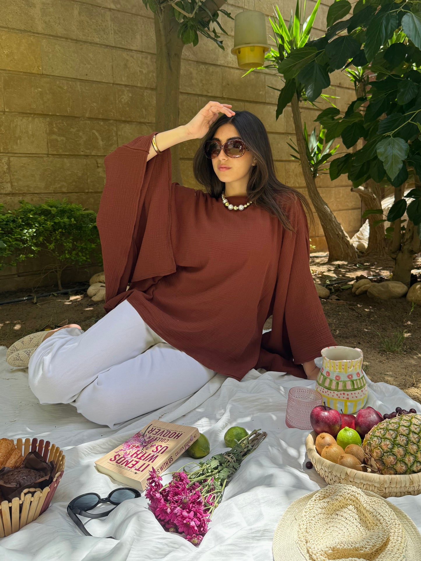 Crinkled top in Brown