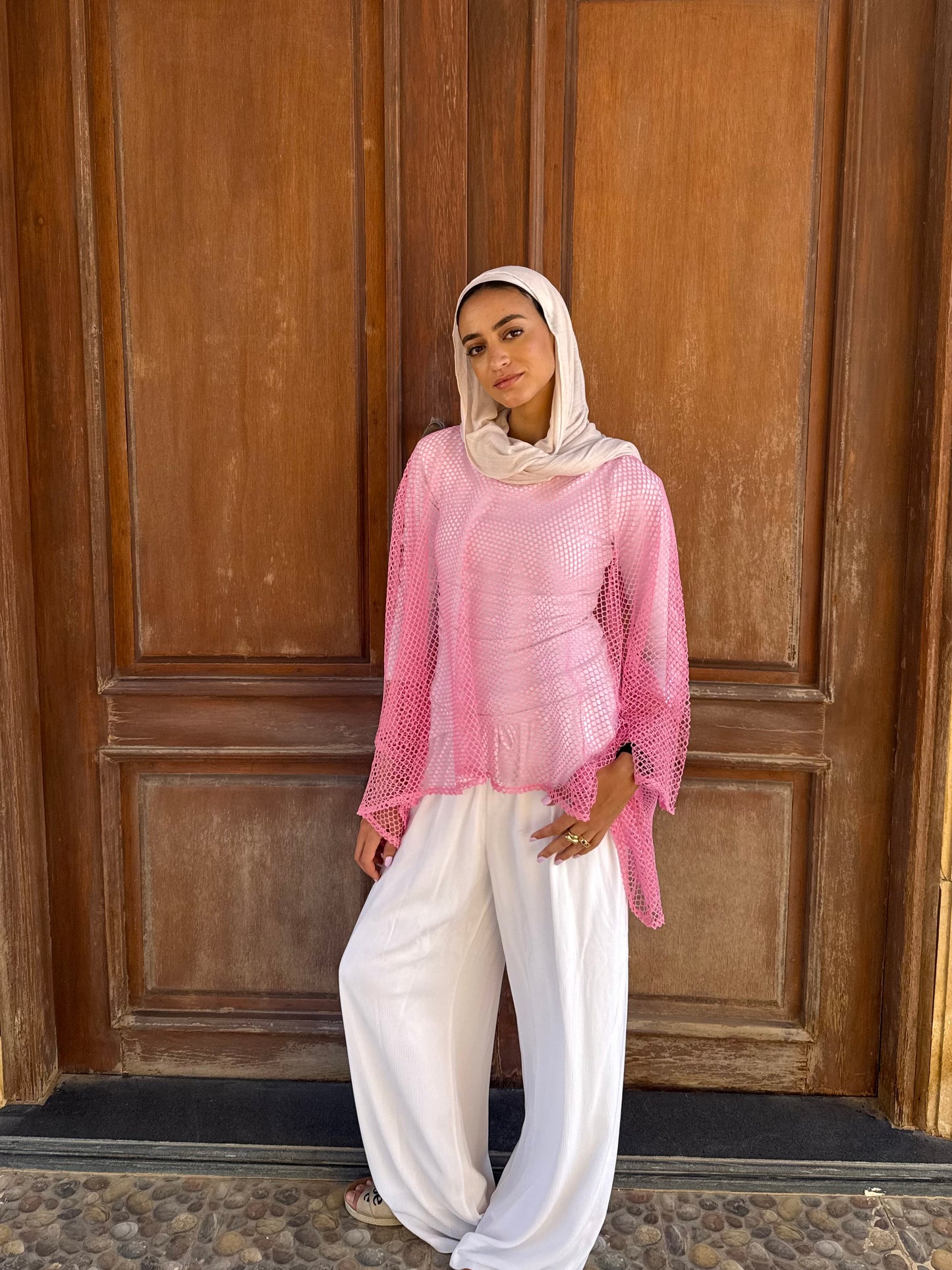 Net poncho in Pink