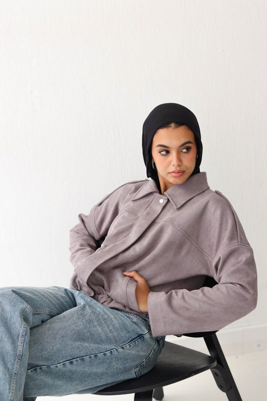 Suede relaxed jacket in Grey