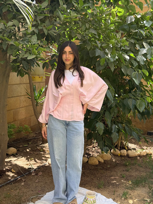 Pleated Linen shirt in Pink