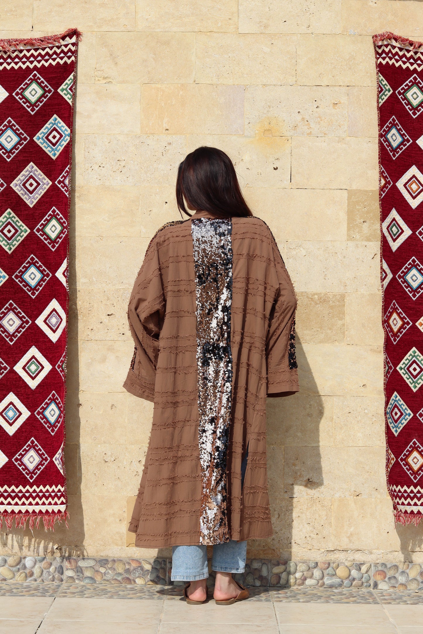 Amber kimono with sequins