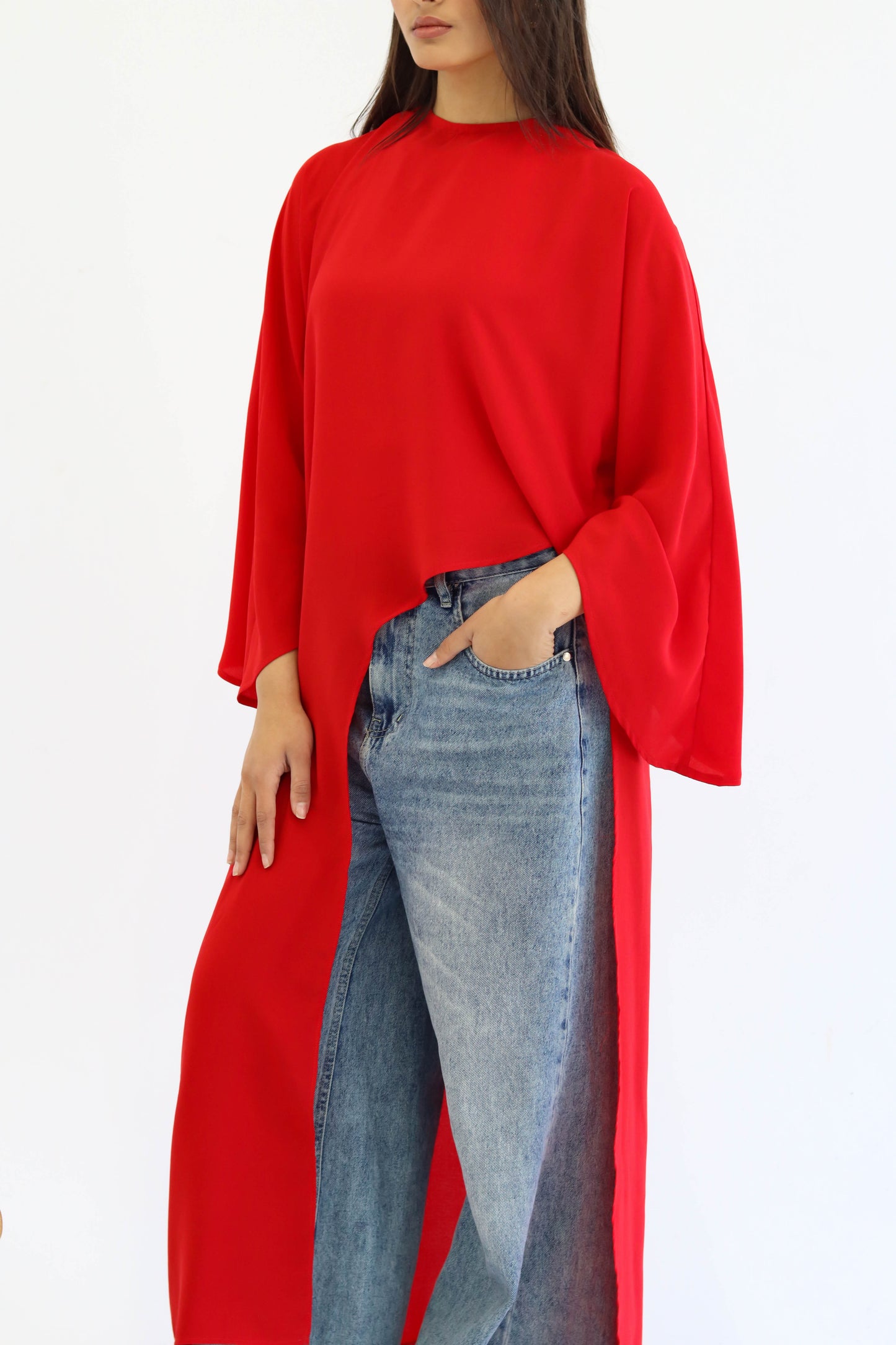 Sophia asymmetric top in Red