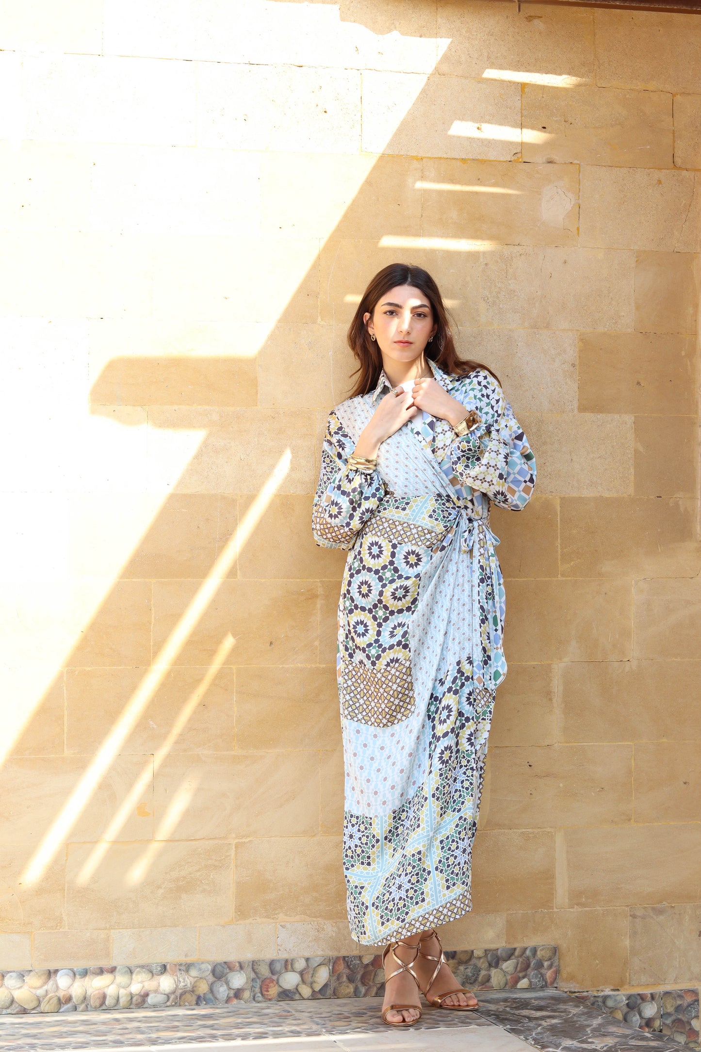 Morocco satin wrap dress