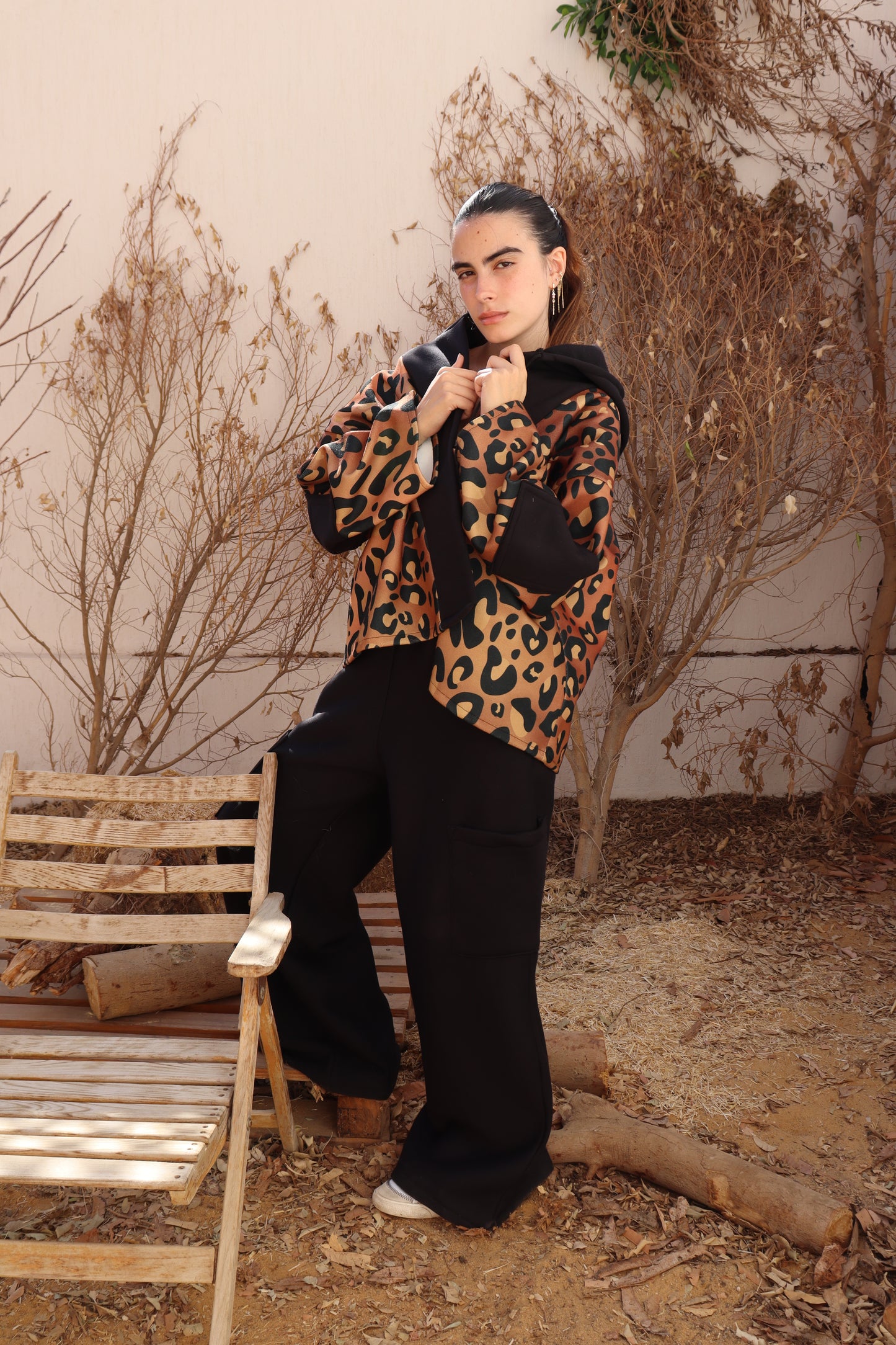 Leopard hooded jacket & pants
