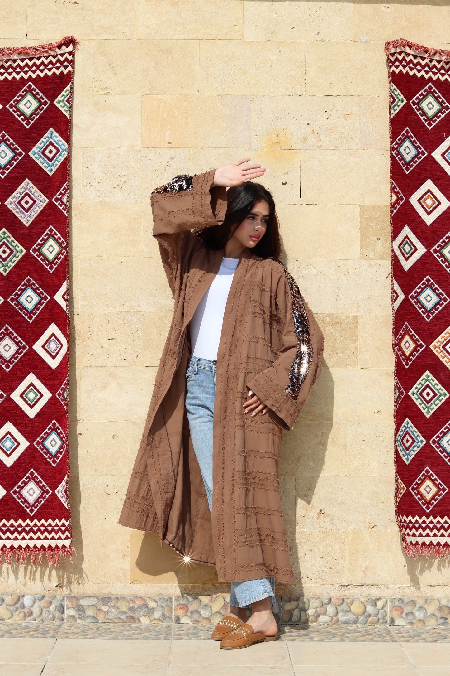 Amber kimono with sequins