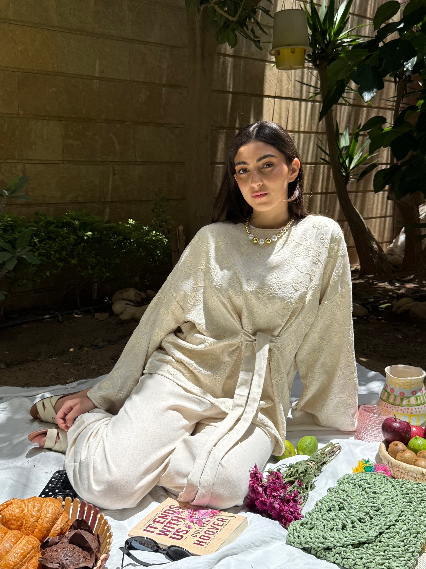 Embroidered coord linen set