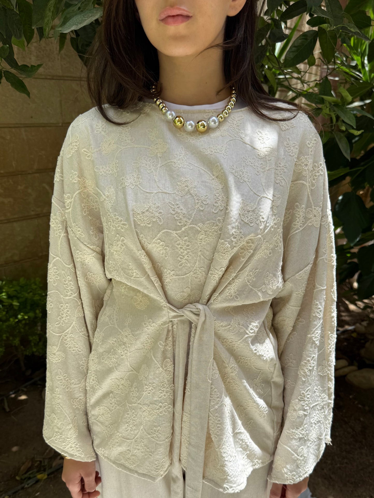 Embroidered coord linen set