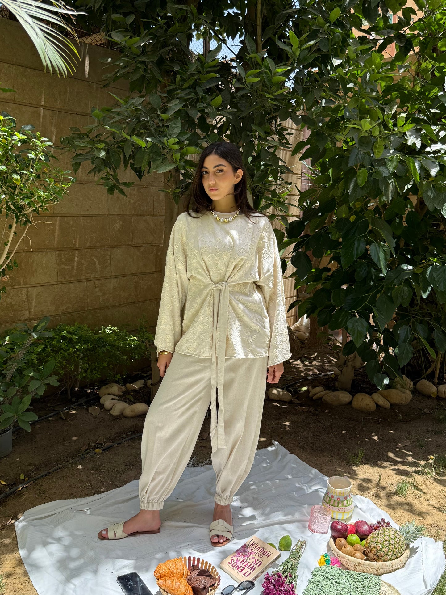 Embroidered coord linen set