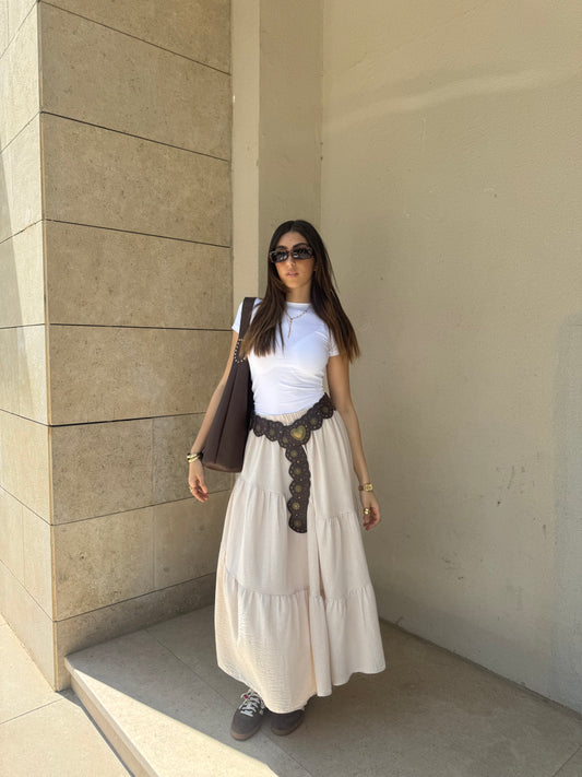 Jasmine ruffle skirt in Beige