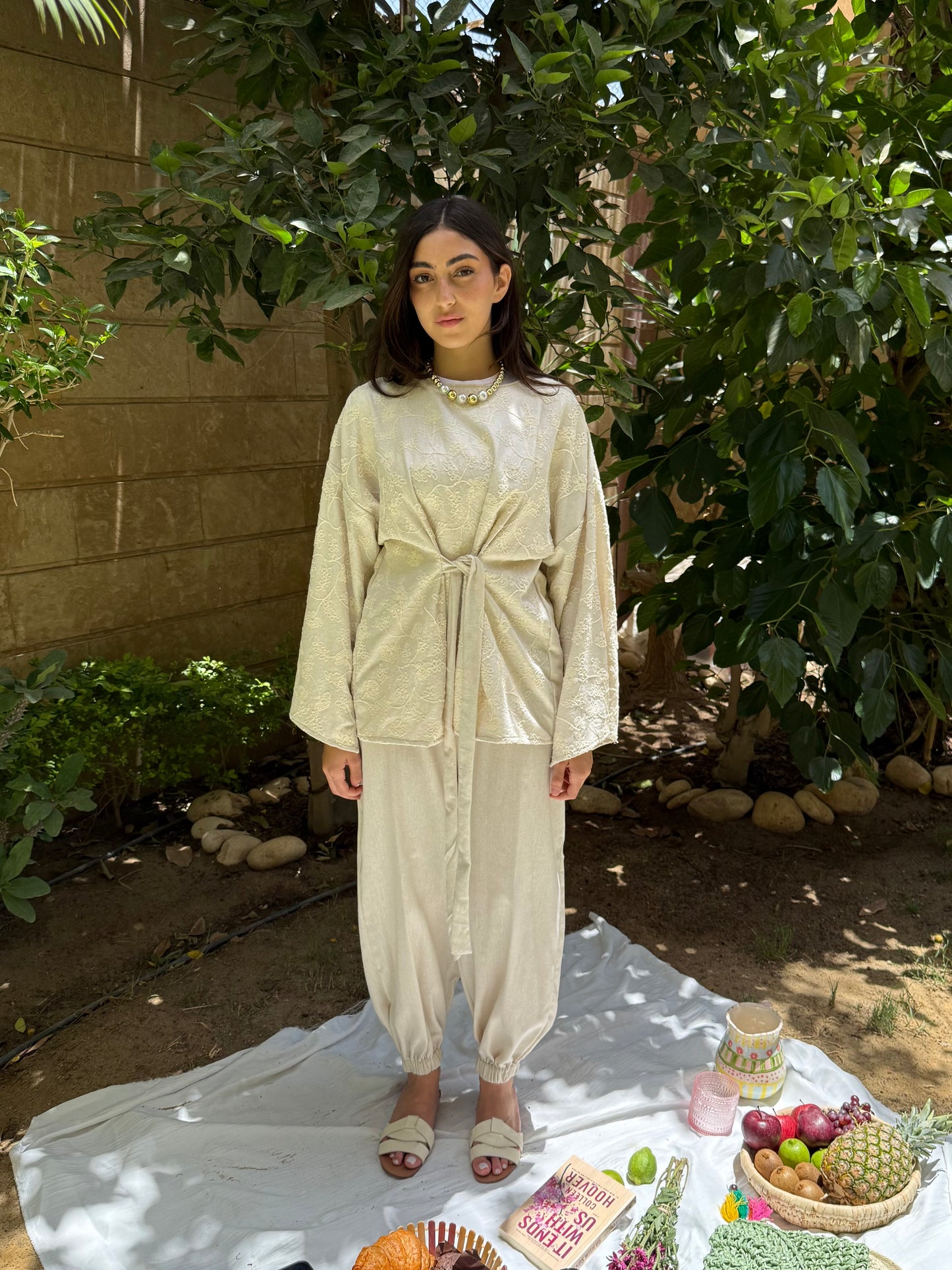 Embroidered coord linen set