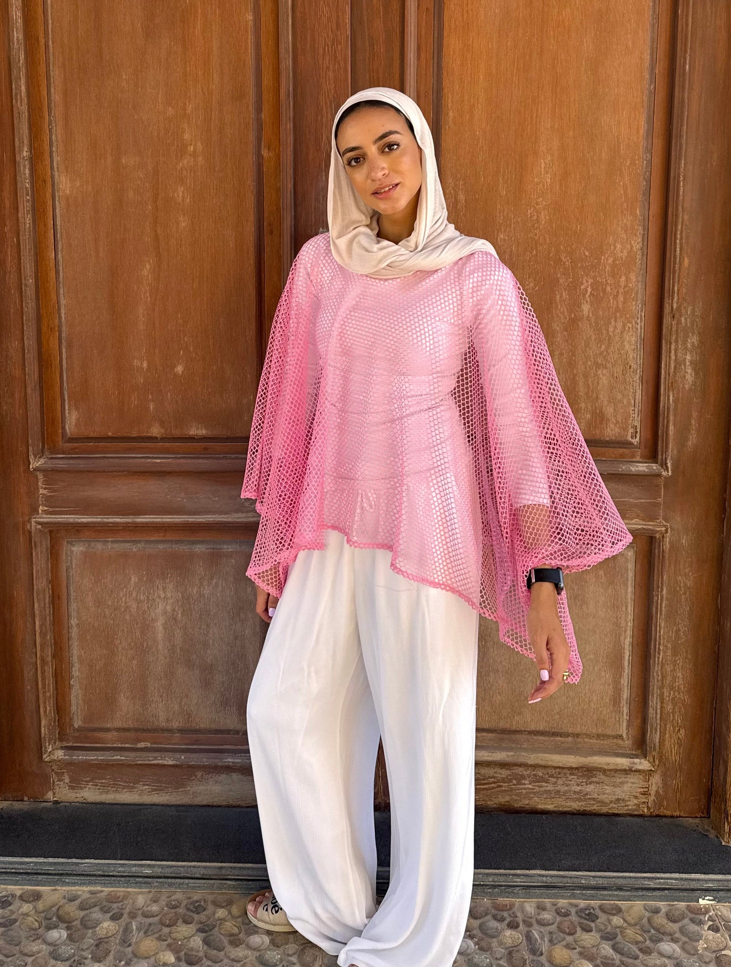 Net poncho in Pink