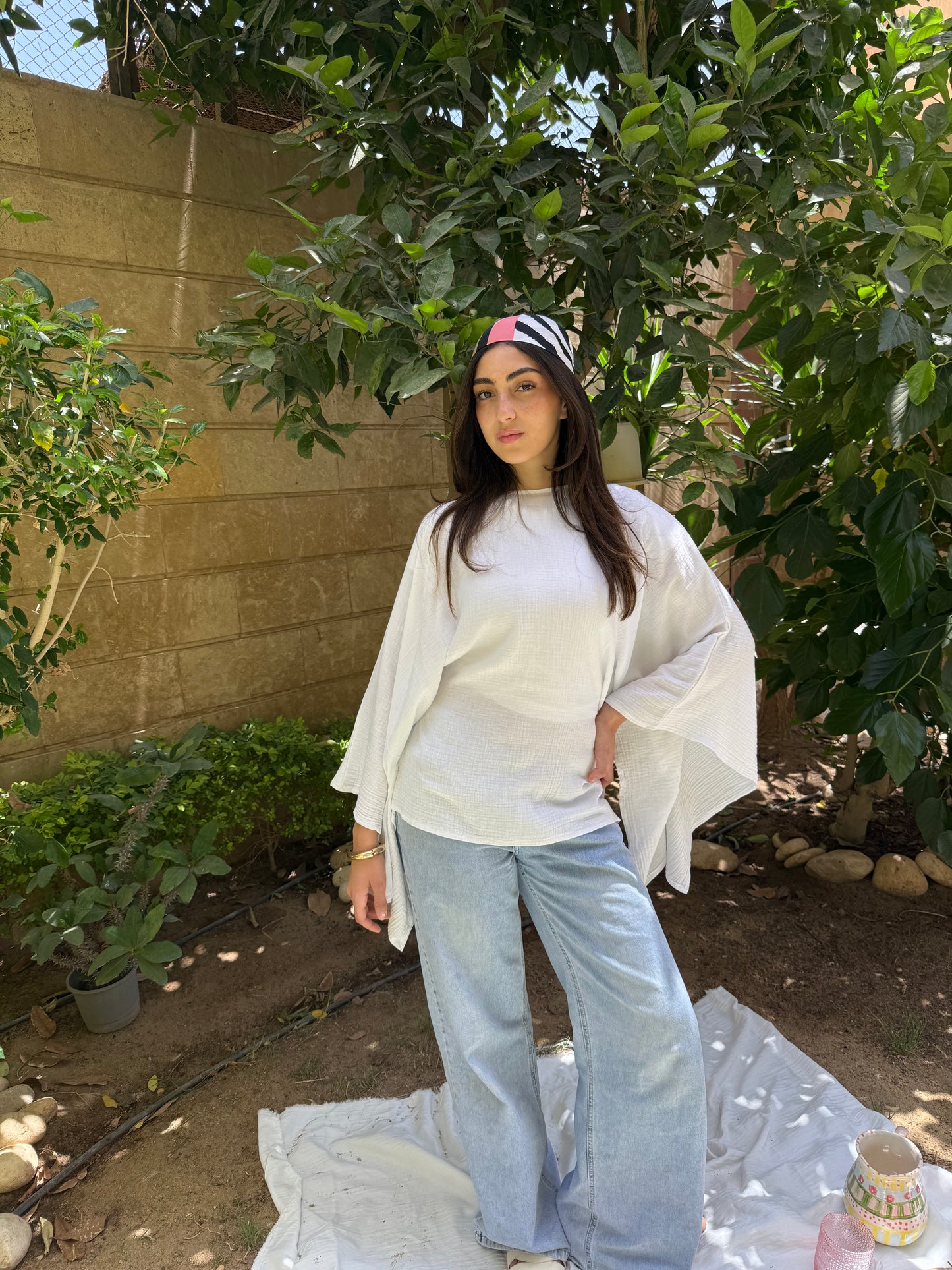 Crinkled top in OffWhite