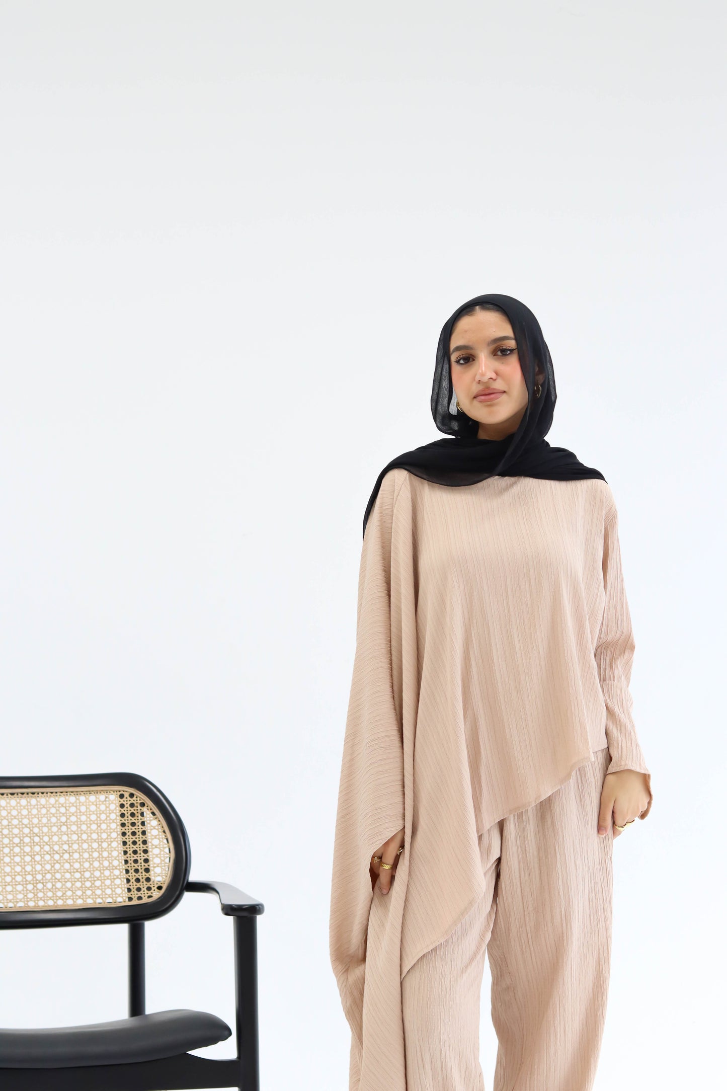 Wave crinkled set in Beige