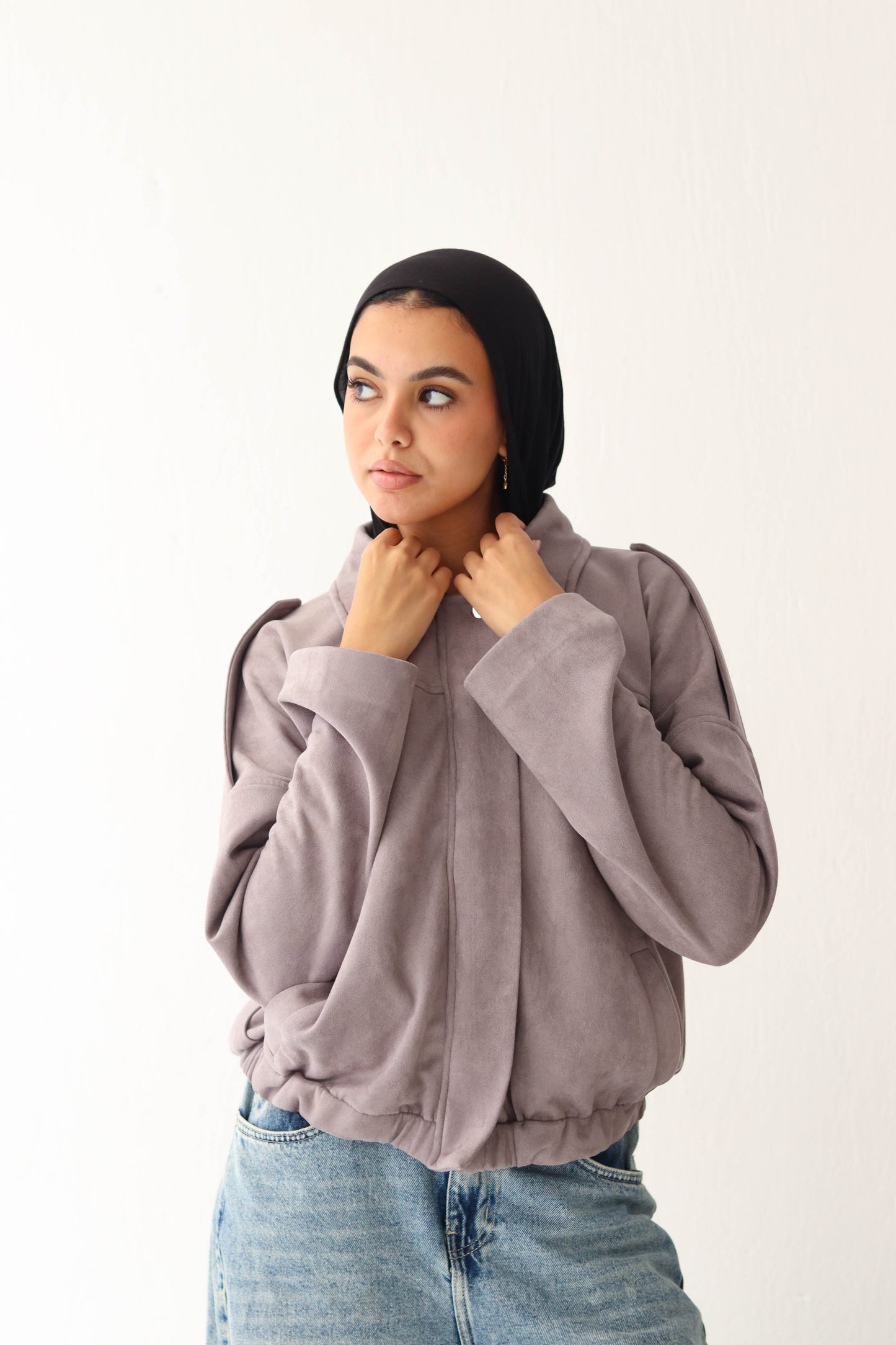 Suede relaxed jacket in Grey