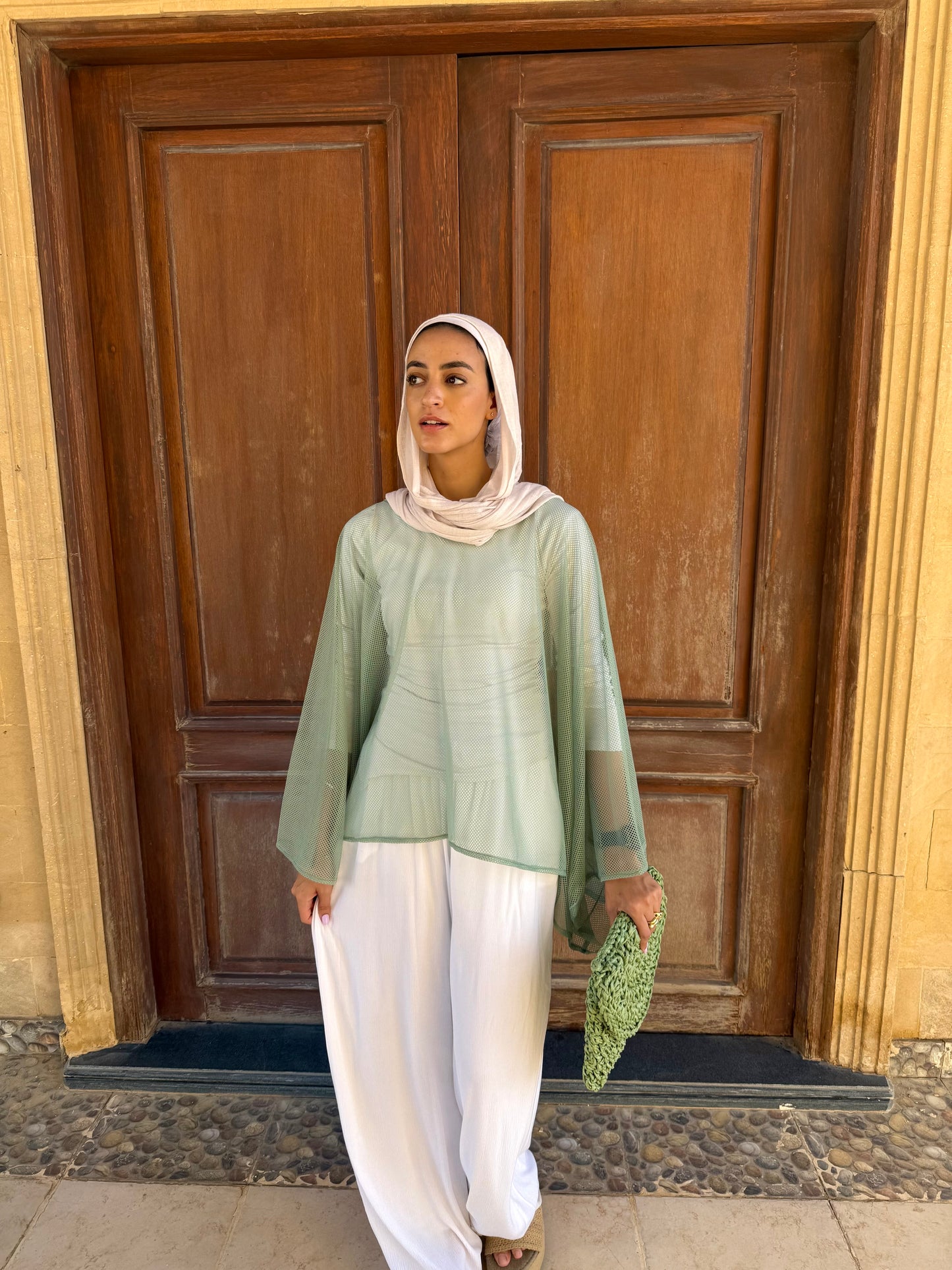 Net poncho in Mint Green
