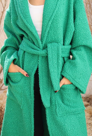 Faux shearling coat in Green