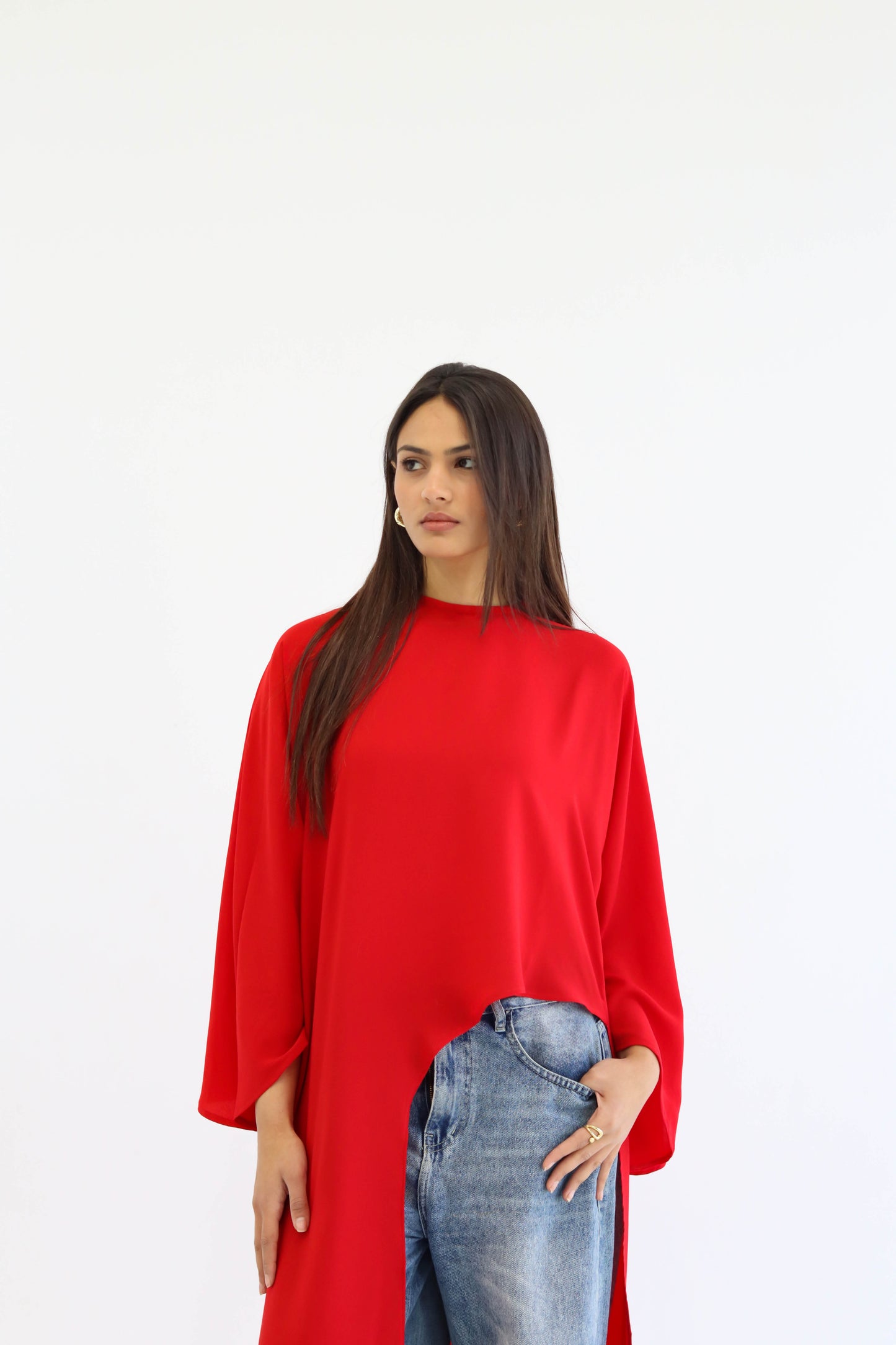 Sophia asymmetric top in Red