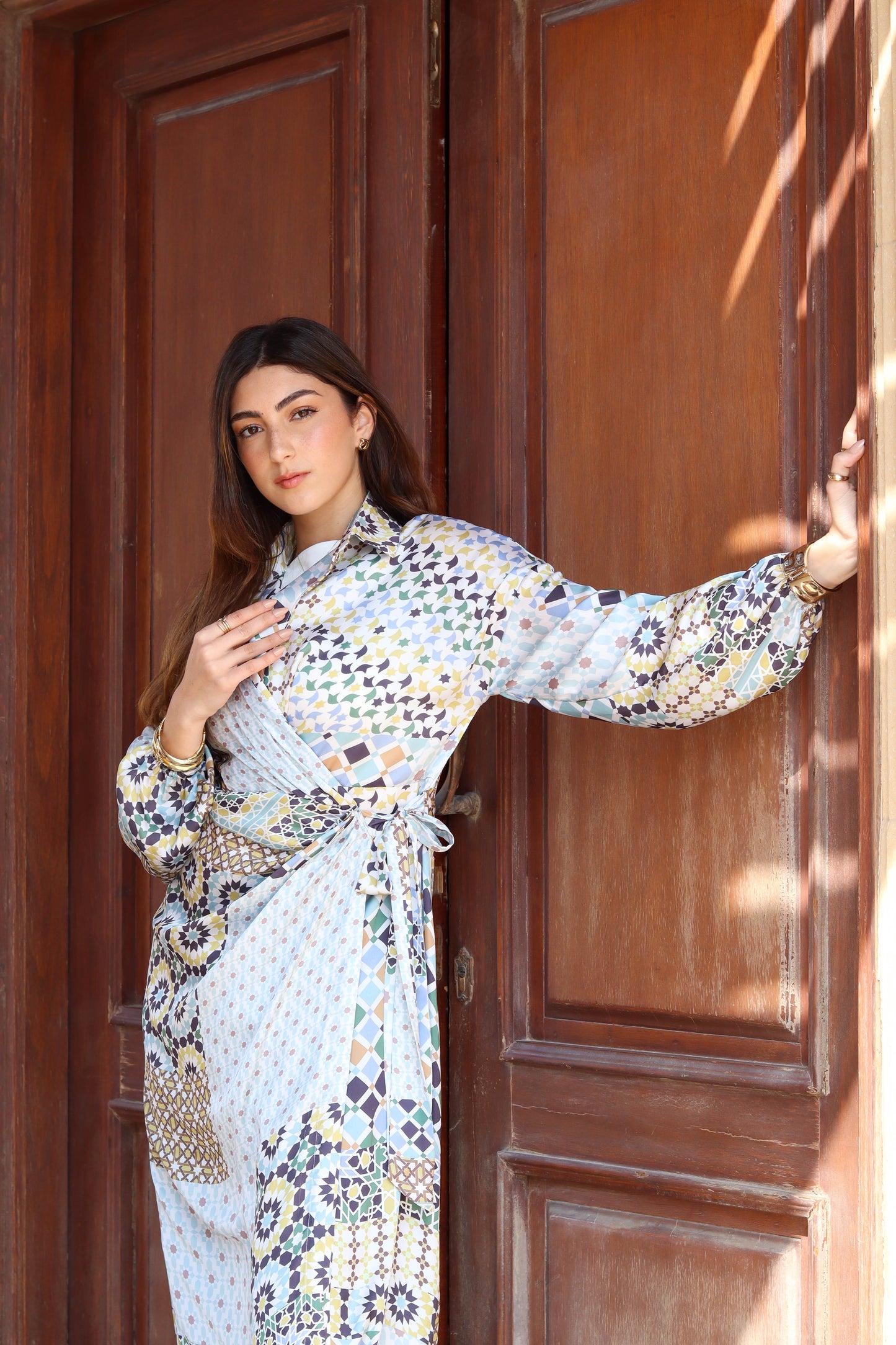 Morocco satin wrap dress