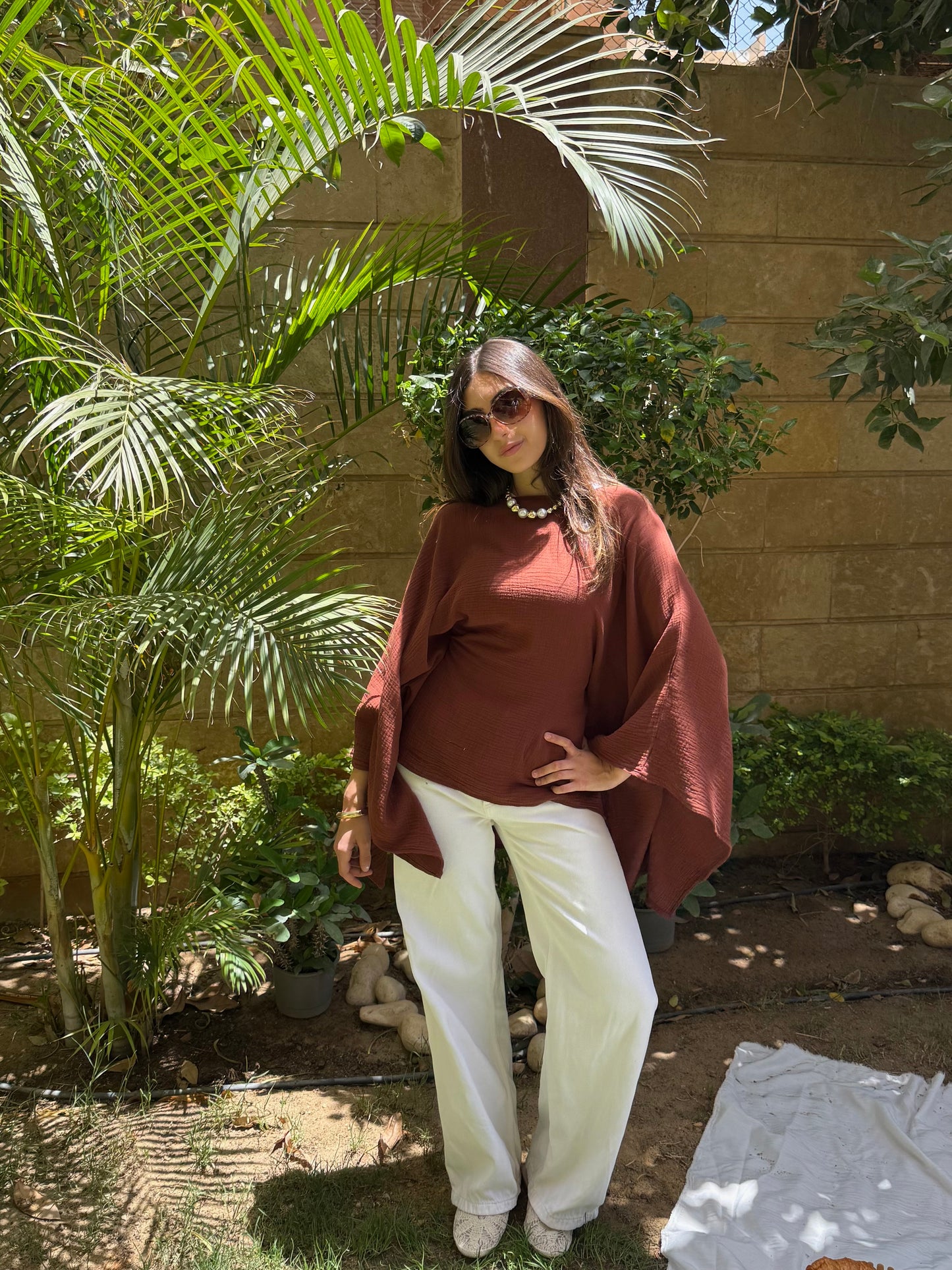 Crinkled top in Brown