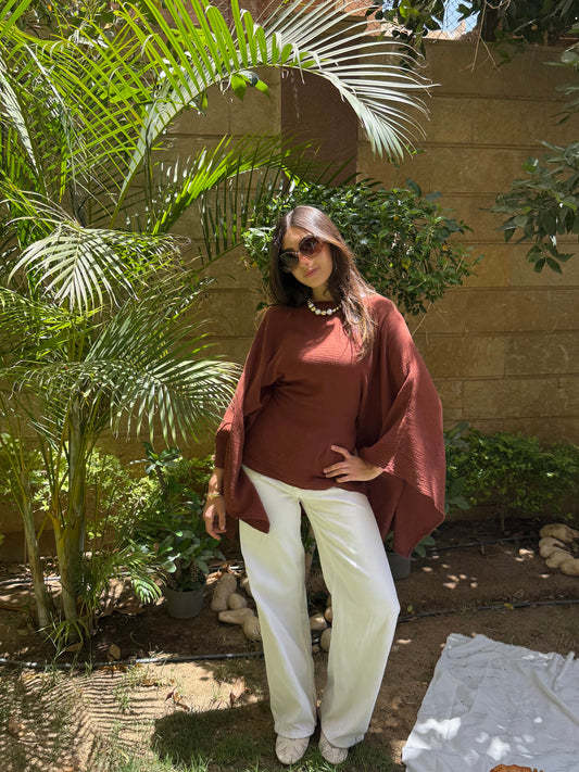 Crinkled top in Brown