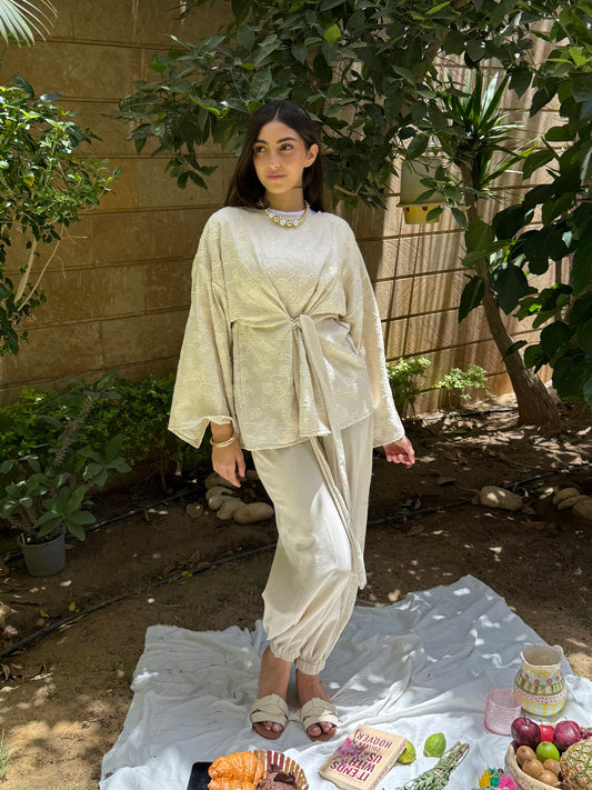 Embroidered coord linen set