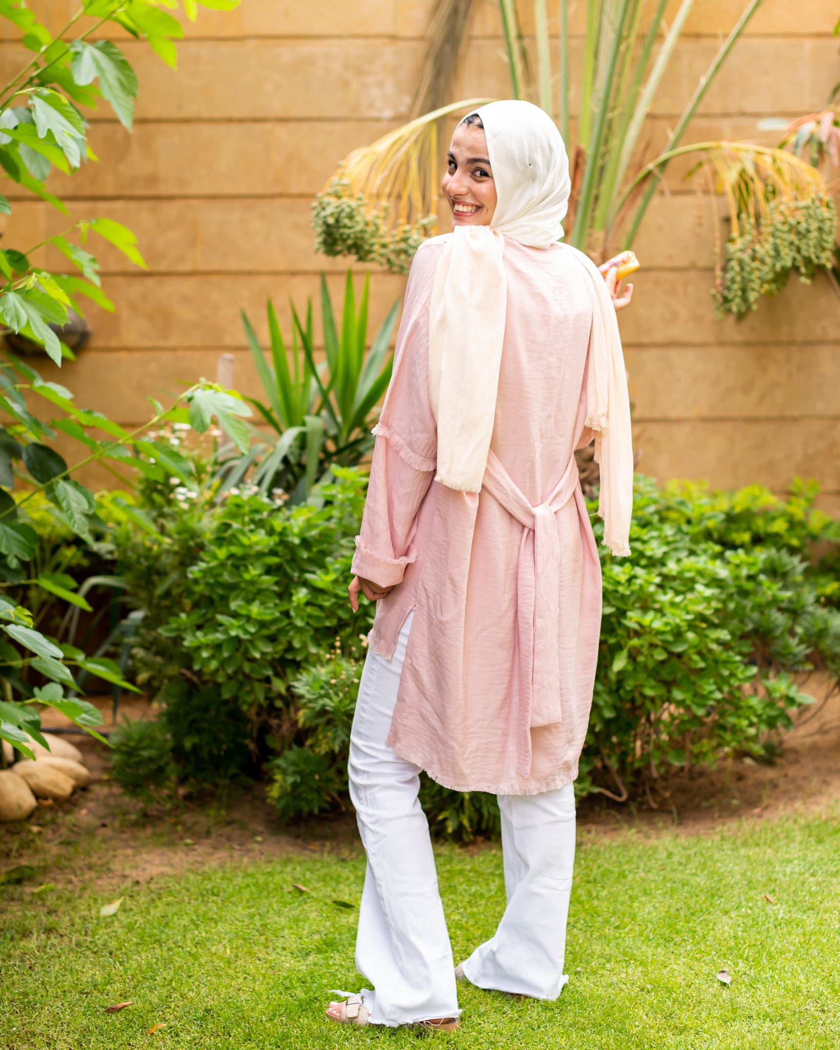 Bublegum Fringe belted kimono