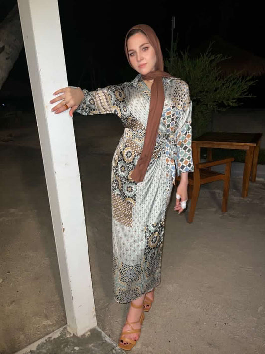 Morocco satin wrap dress