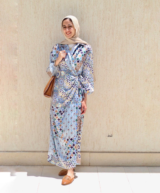 Morocco satin wrap dress
