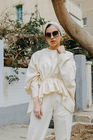 Beige linen top